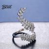 Finger Ring Women Ring Adjustable Olive Branch Design Leaf Micro-Setting