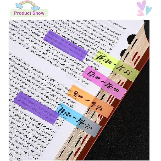 Colored Sticky Neon Flags Index Tabs Page Markers Highlight Strips Writable Labels Page for Marking and Highlighting, 8 Sets, 1120pcs