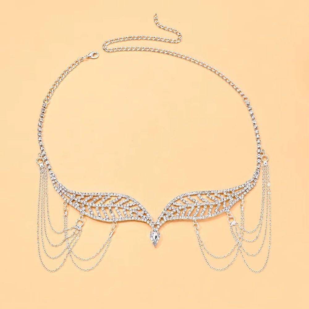 Tassel Bridal Headpiece Crystal Water Drop Pendant Rhinestone Head Chain Hair Jewelry Everyday