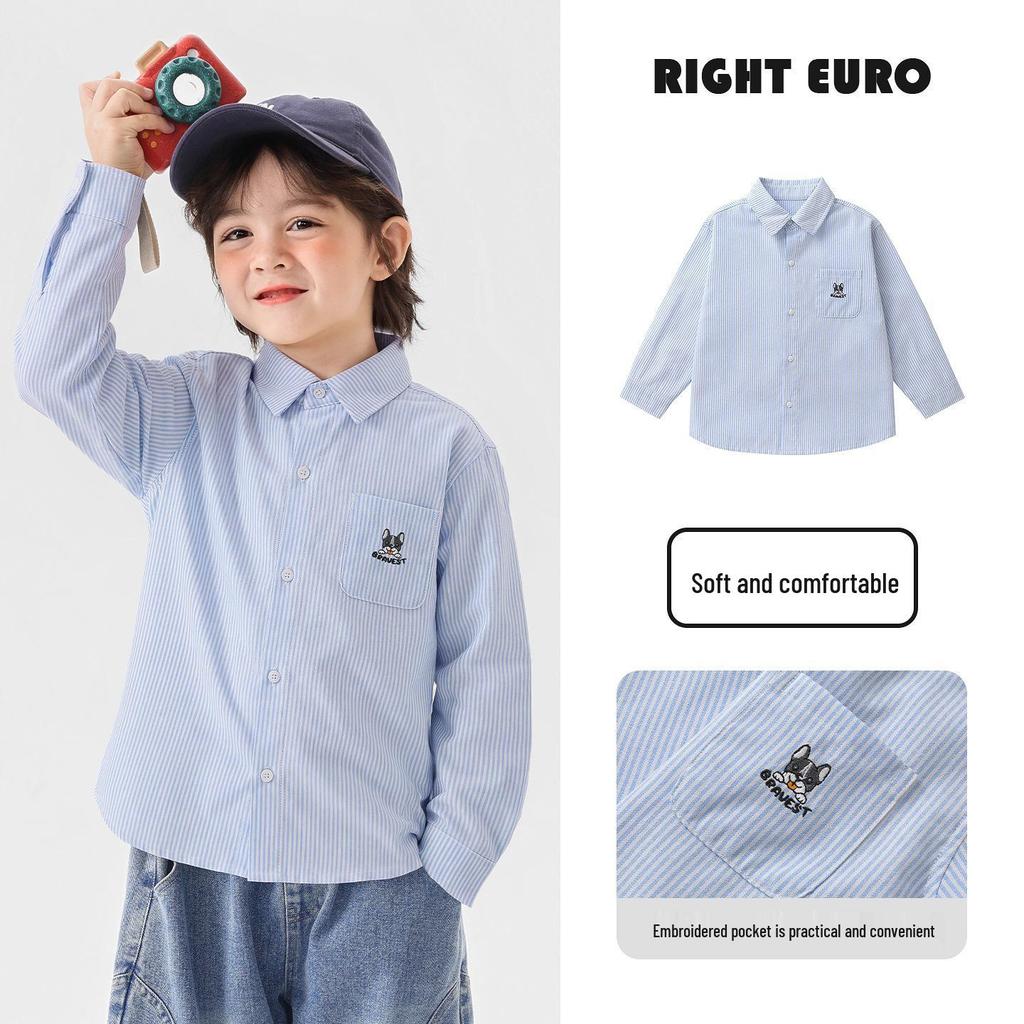 Trendy European Boys' Long Sleeve Casual Shirt - Spring/Autumn Kids' Clothing