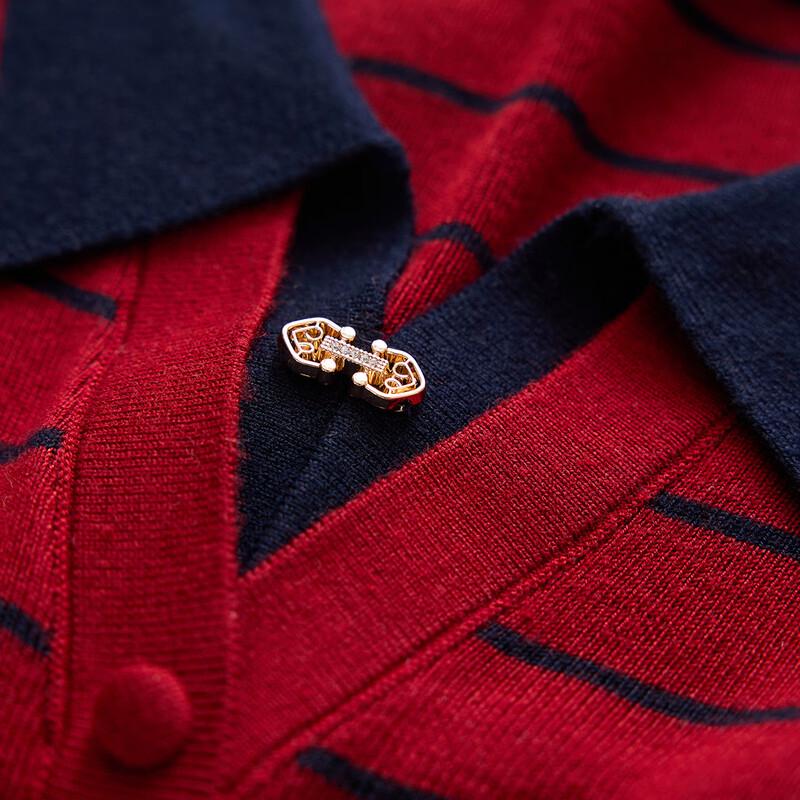 Jinjv Women's Faux Two-Piece Striped Polo Knit Sweater