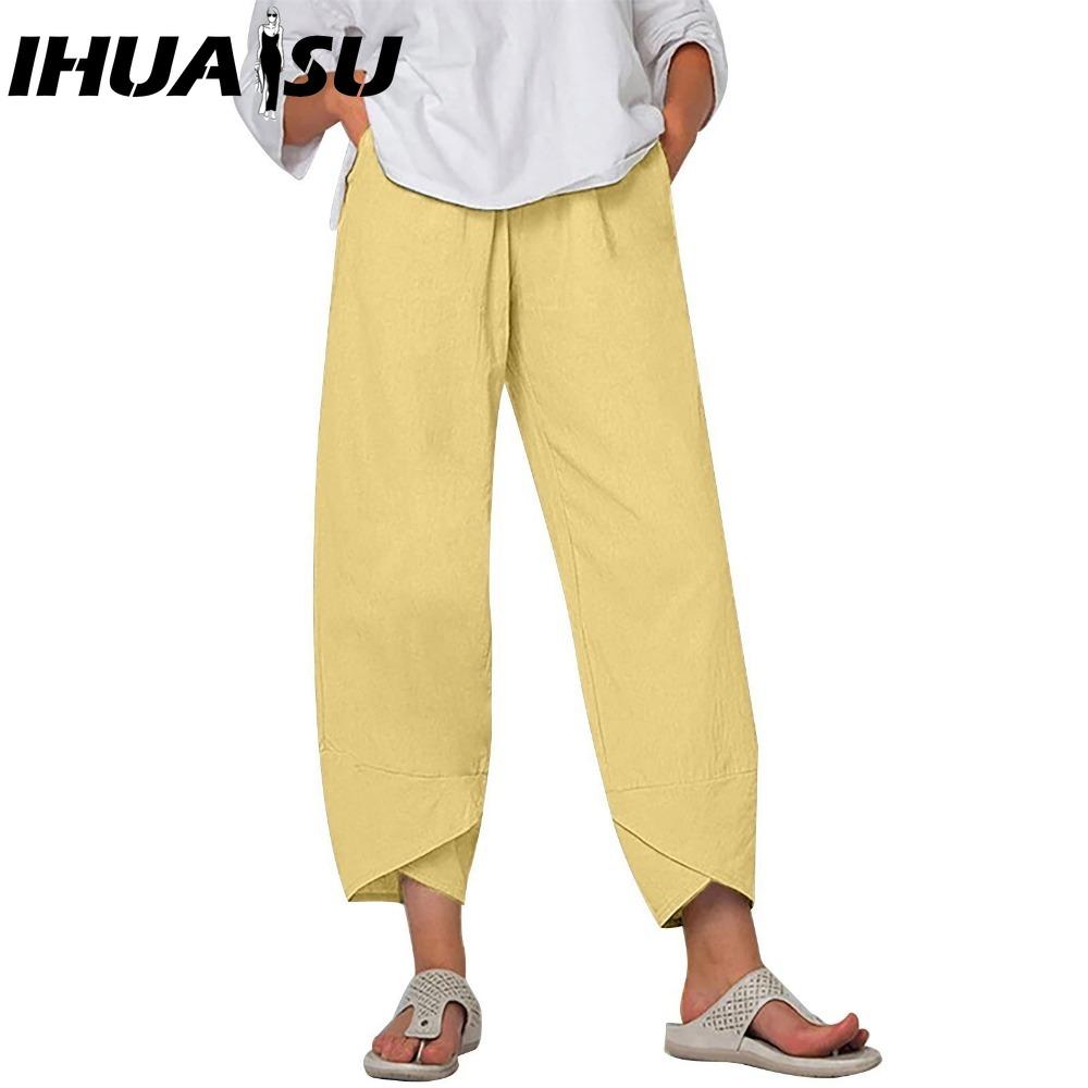 IHUASU Dammode Casual Enfärgat Tryck Hög Midja Byxor & Capris