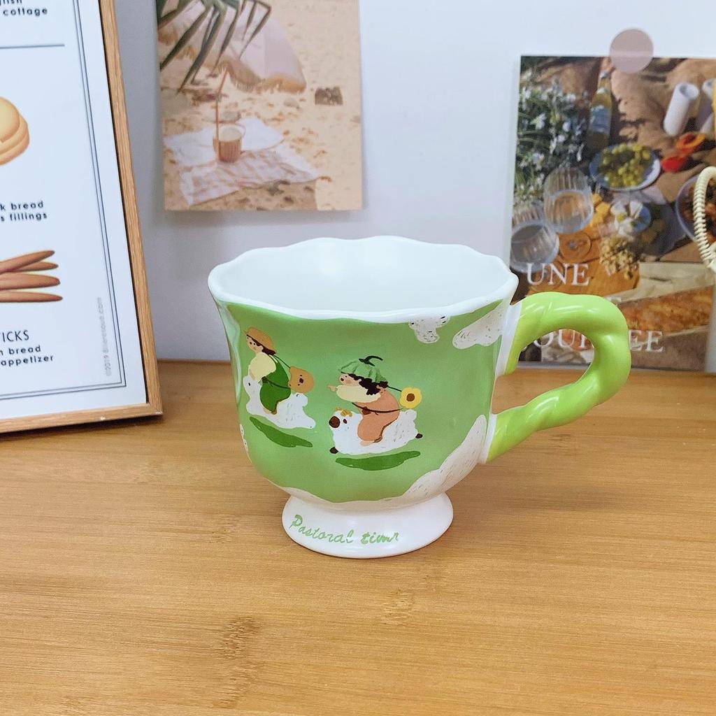 Grön och Söt Mugg Par Keramisk Kopp Drick Vatten och Högt Utseende. Ny Mjölkkaffekopp för Män