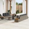 10-Piece Garden Sofa with Grey Cushions Poly Rattan Acacia 3362883