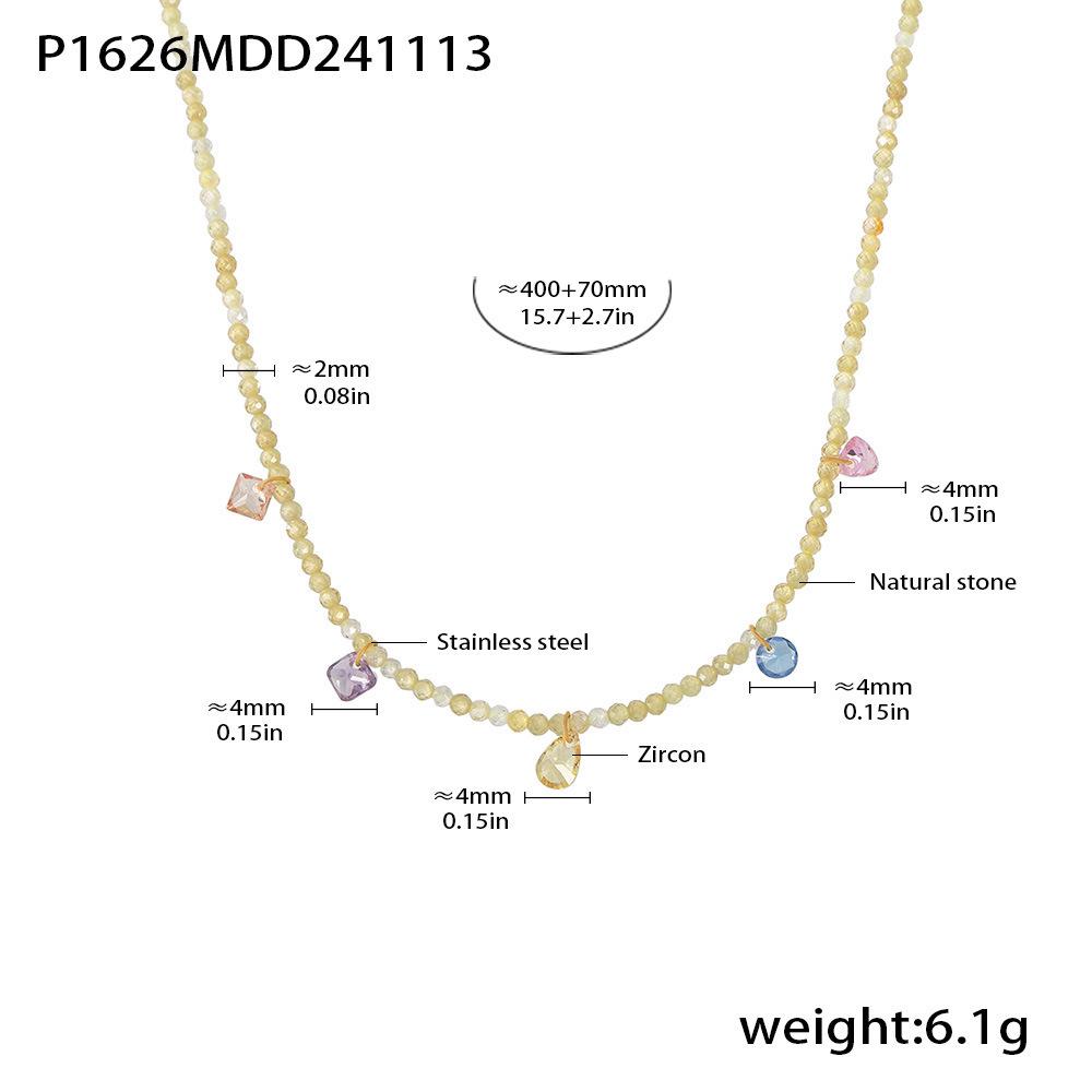 Qiong Yao Natural Zircon Stone Beaded Clavicle Necklace - Fresh, Handmade Accessories for Girls