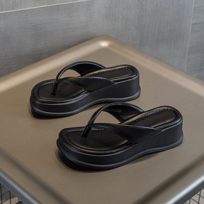 

Новые летние босоножки на плоской платформе, современные женские босоножки, увеличивающие рост на 5 см, черные белые туфли 35 чёрный