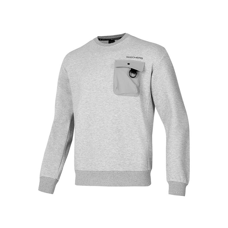 Skechers Casual Comfortable Loose Warm Hoodie Men hoodies Phantom-Gray P125M019-04QK L