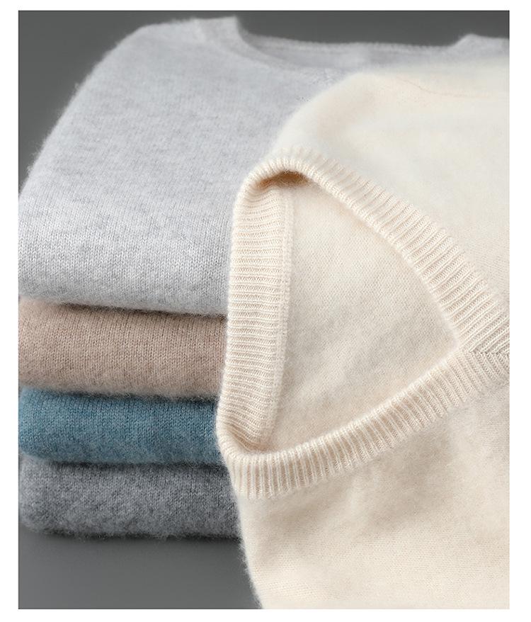 Men's 100% Pure Wool V-neck Thick Warm Business Casual Sweater