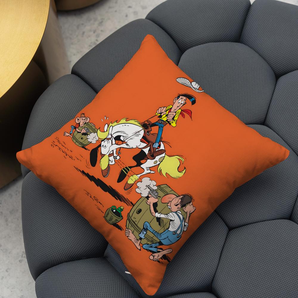 Lucky Luke Cartoon Cushion Cover Reversible Plush Pillow Cover – For Car, Sofa, Bedroom, Perfect As A Gift.