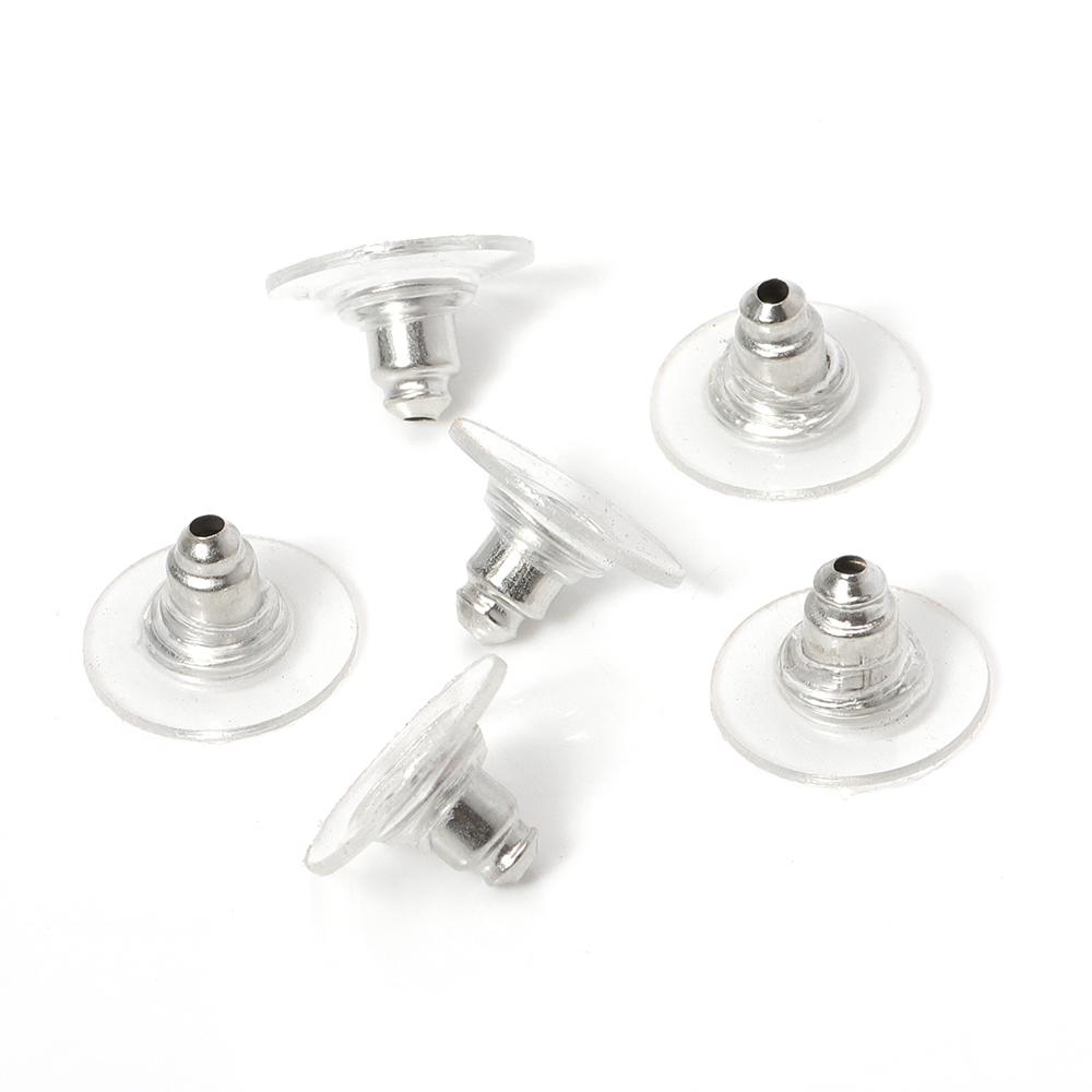 100pcs Silicon Earring Back Stoppers Gold Silver Ear Stud Post Nuts Jewelry Findings Components DIY Craft Accessories Wholesale