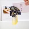 Elegant Kimono Hair Clip Metal Tassel Traditional Fan Shape Hairpin Sakura Flower Cloth Flower Hair Accessories Kids Girls