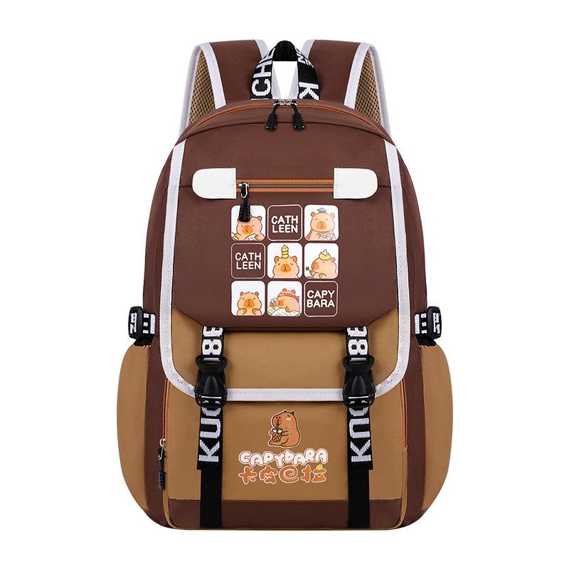 Ryggsäck med stor kapacitet och vattentät kapybara för barn - Lättviktig, ryggskyddande skolväska