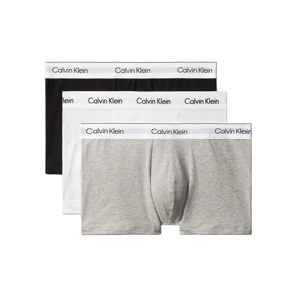 Calvin Klein Casual and Comfortable Wrinkle Free Letter Logo Mid Waist Flat Angle Underwear European Version Men's 3-piece Set