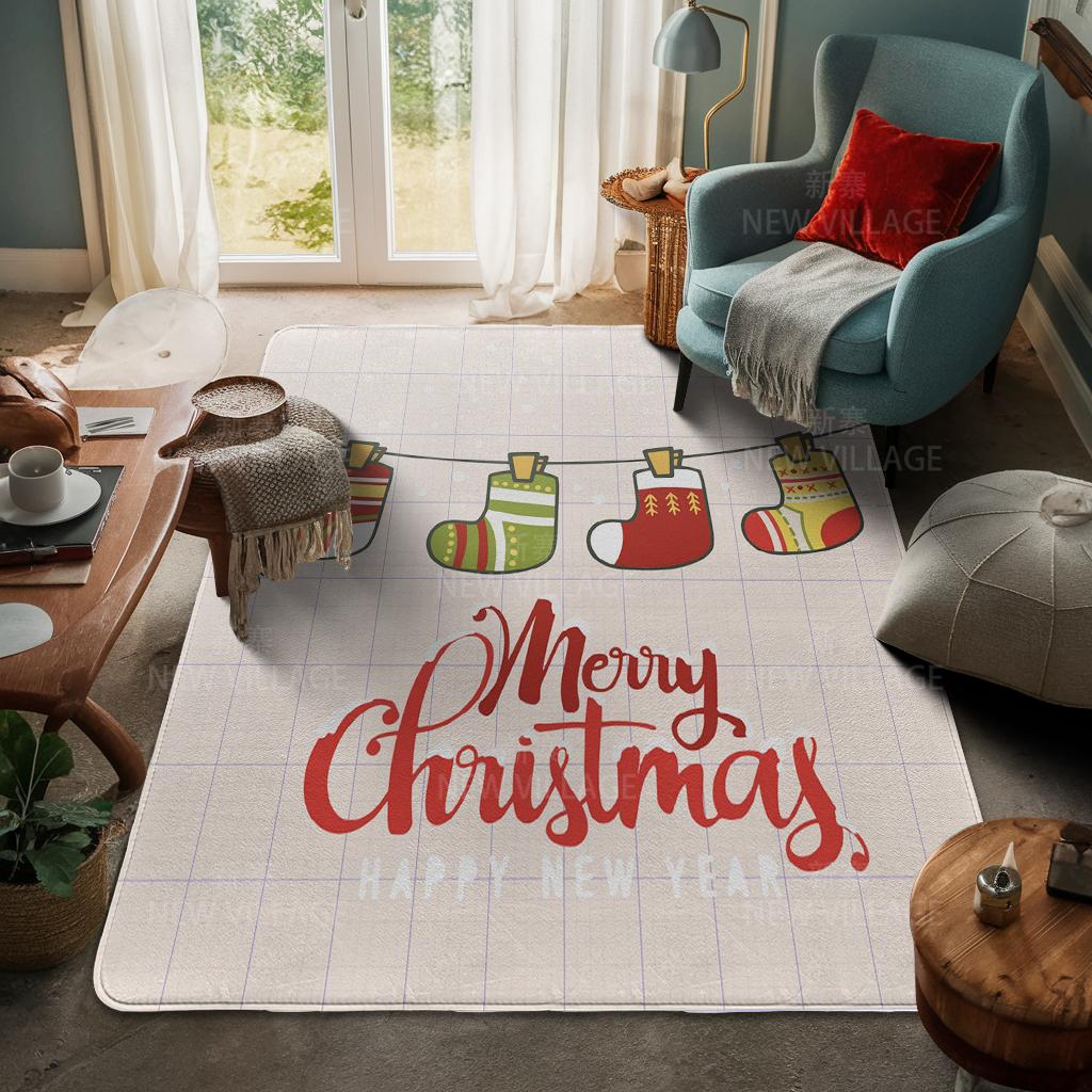 House Entrance Carpet Home Door Mat Living Room Bath Foot Bathroom Non-slip Water Absorption Rugs Bath Merry Christmas Winter