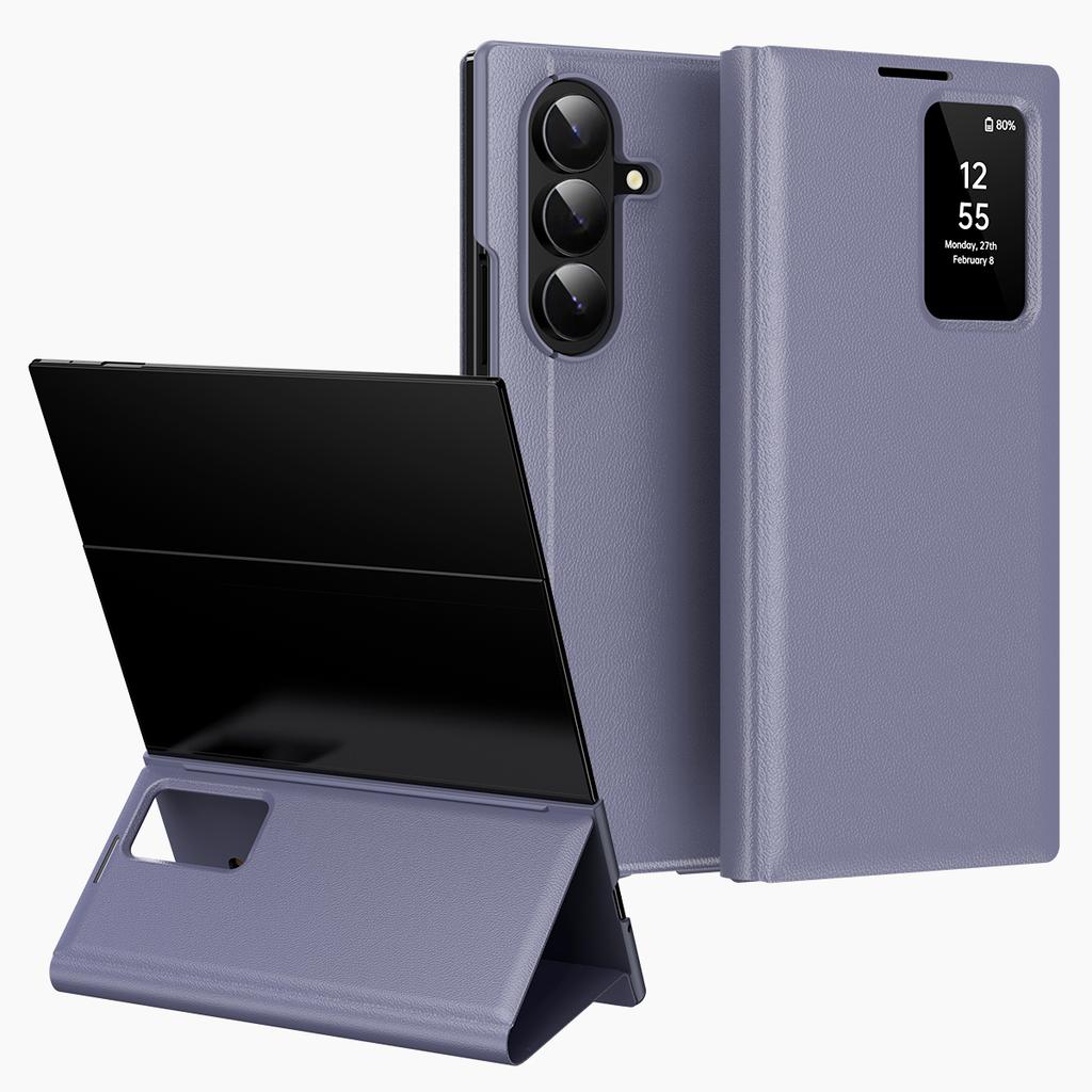 For Samsung Galaxy Z TriFold 5G Case with Card Holder Smart View Window Leather Phone Cover