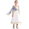 Disfraz de Princesa Griega Antigua para Niñas Vestido Camisola de Cintura Alta Capa con Bordado Dorado Manga para el Brazo Atuendo de Halloween