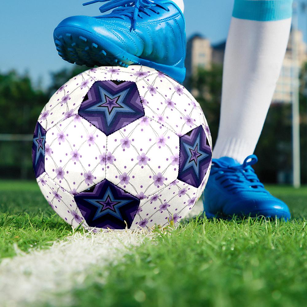 1PC Purple Floral Abstract Star Soccer Ball Size 5 Football Machine Sewn Indoor/Outdoor Universal Football A99