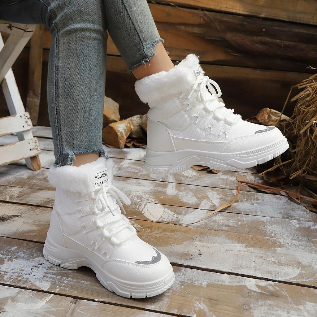 Women's lightweight comfortable cold warm padded snow boots non-slip wear-resistant outdoor casual sneakers high-top cotton boots