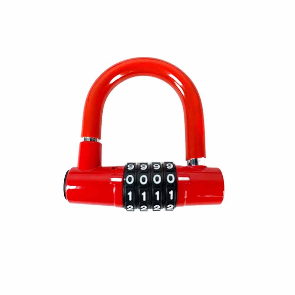 Anti Theft Bicycle Security Lock 4 Digit Code U Shape Combination Padlock Zinc Alloy Acid-Proof U Shape Lock