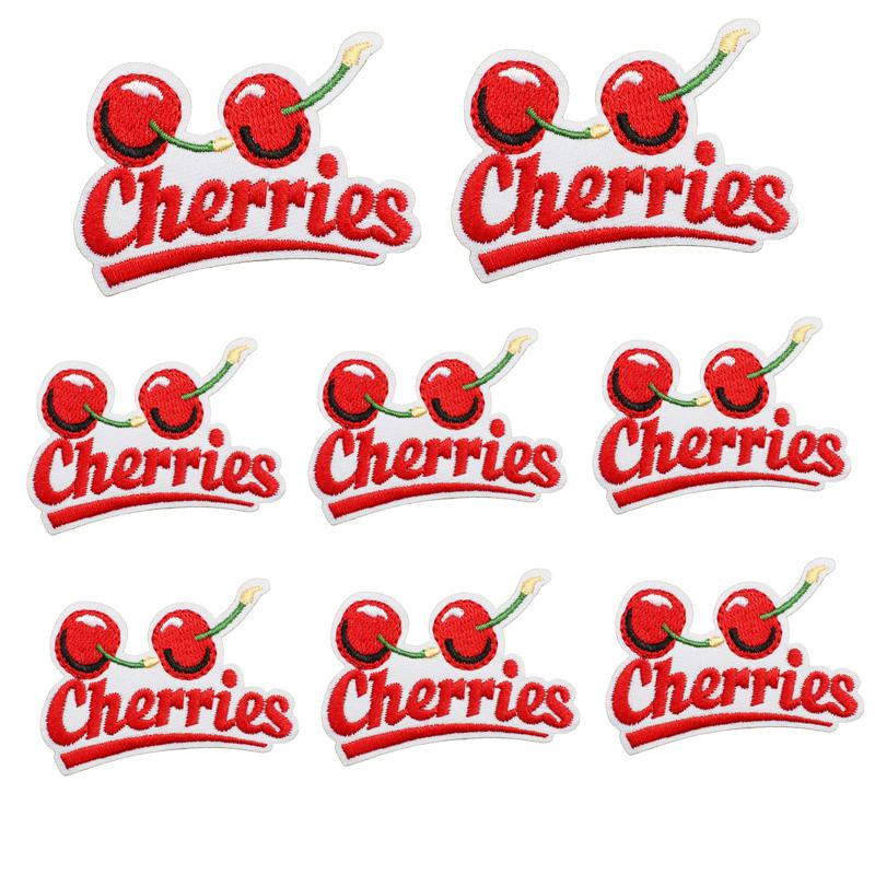 10pcs /Set Fruit Cherry Embroidered Patches Diy Hats Jackets Sew Patch Badges Iron On Patches For Clothing Accessories Applique