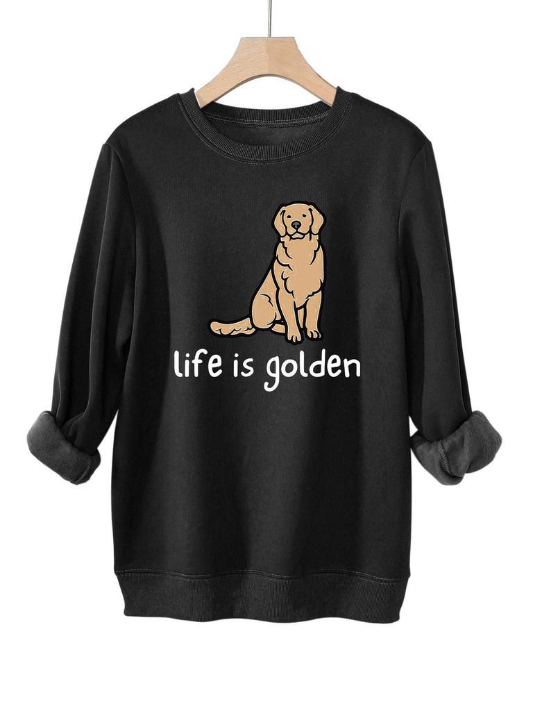 Stylish Cozy Thick Warm Plush Hoodie with Round Neck and Long Sleeves
