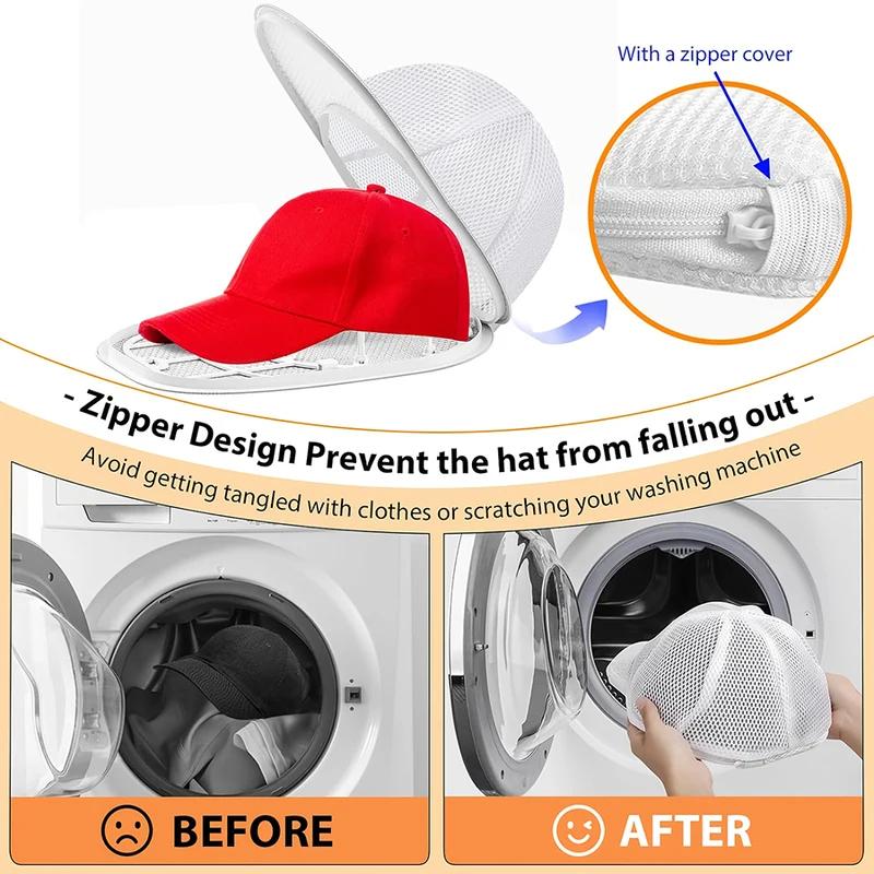 Baseball Cap Washer for Washing Machine Anti-Deformation Hat Cleaner Cage with Mesh Laundry Bag