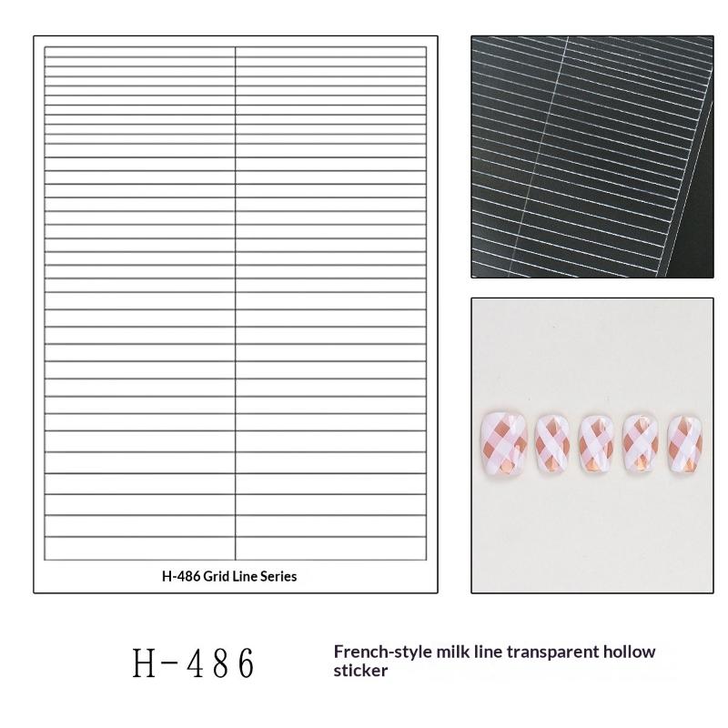 

Hollow Fashion French Stripe Nail Stickers Full-Size Transparent Template Stamp Auxiliary Tools Self-Adhesive Nail Art Decals H486