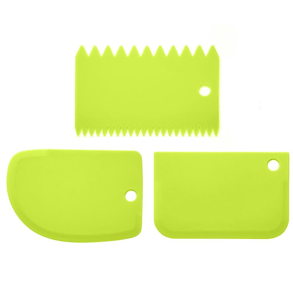3Pcs Cream Scraper Suit DIY Kitchen Straight Arc Tooth Shape Cream Bread Cutter Plastic Cake Pasty Scraper Baking Fondant Tools
