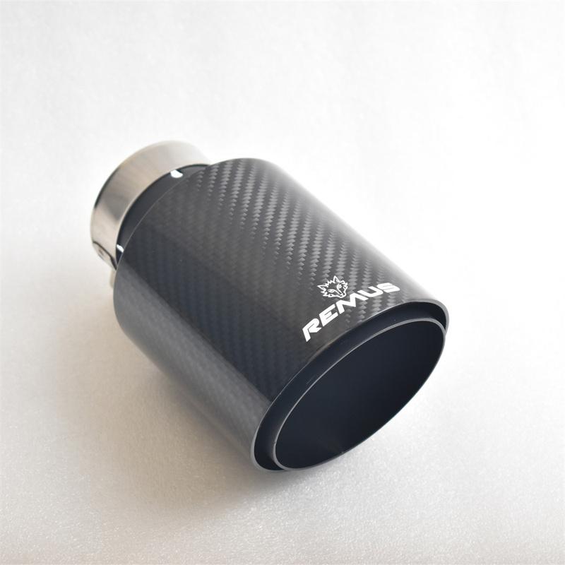 RE 1pcs Carbon Fiber Car Exhaust, Matte Black Car Modification, Angled Stainless Steel Muffler Nozzle Car Tailpipe