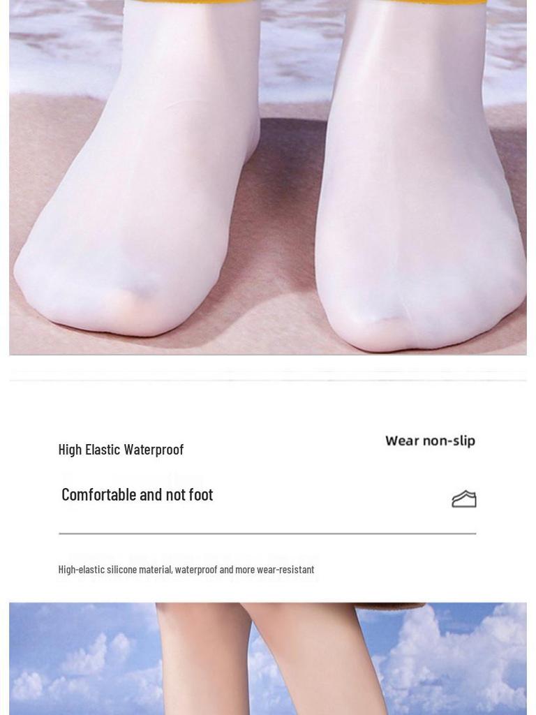 Wasserdichte Silikon-Rutschfeste Tauchsocken mit Kordelzug zum Schnorcheln und Schwimmen - Unisex Hohe Elastizität Strandfußbekleidung