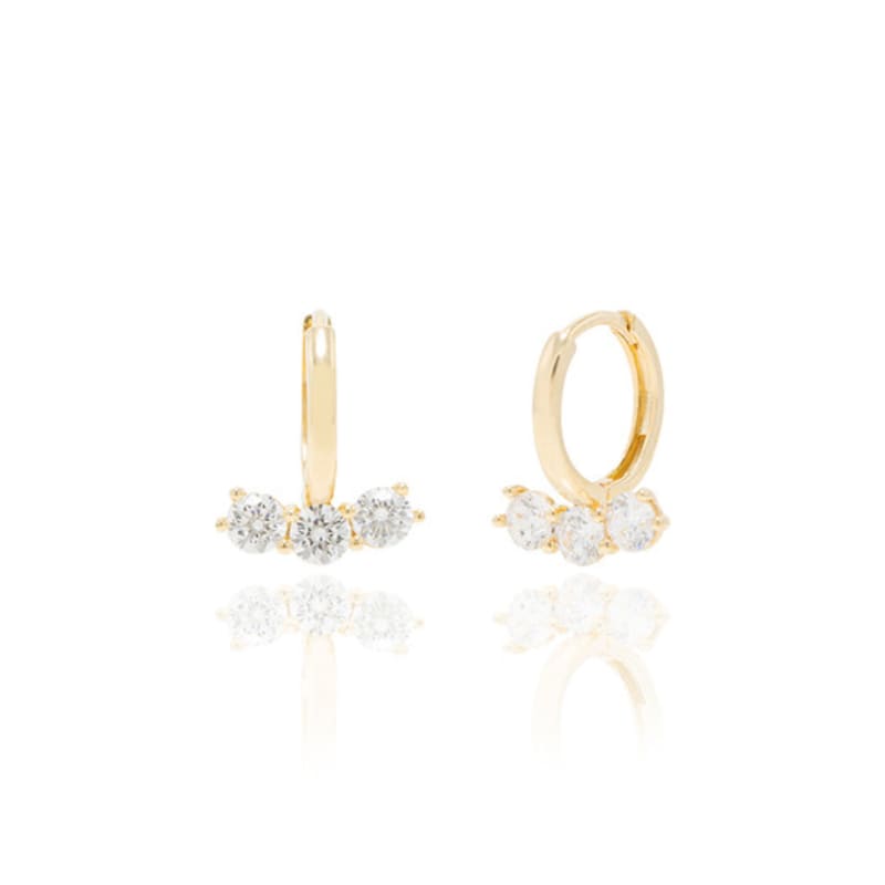 LUNNE 10k Triple Q One-Touch Ring Earrings (10k Gold) #ER20