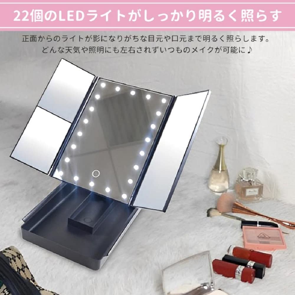 Actress Mirror Makeup Mirror Tabletop Mirror with LED Light Mirror Magnifying Mirror Large Stylish Folding Stand Mirror Dresser USB Large Makeup