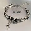 Bracciale Uomo Retro Zircone Nero Catena a Stella Donna Acciaio Inossidabile Braccialetti Punk su Mano Gioielli Unisex Accessori per Coppia
