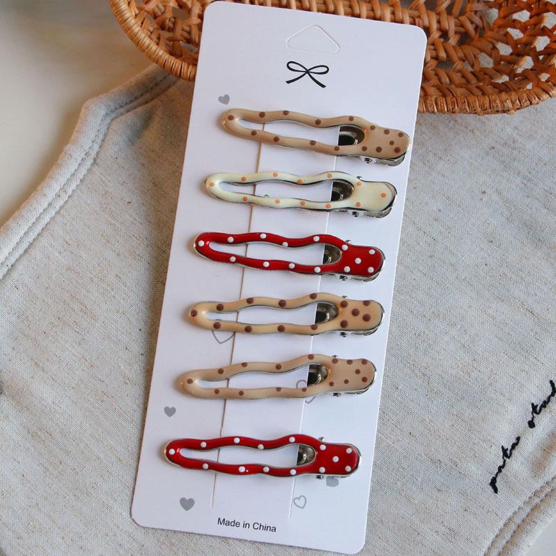 Multicolor Polka Dot Geometric Enamel Hair Clip Set