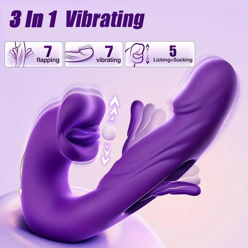G-spot Vibrator Tongue Rose Erotica Dildo Vibrator Clitoral Stimulator with 10 Licks 10 Vibration Patterns Tapping Clitoral Stimulator Anal Sex Toys