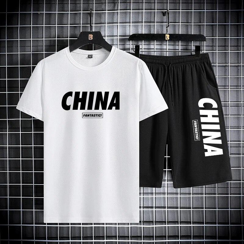 

Summer Short Sleeve T-shirt Shorts Sports Set Slim Fit Thin Fashion Simple Two Pieces