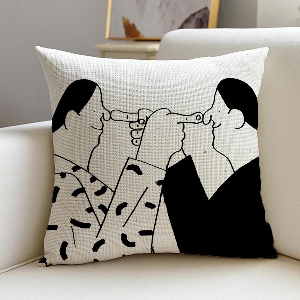 L-Lukas Eglinskas Cushion Cover Cushion Cover Pillowcase, Anti-Mite Invisible Zipper, Linen Sofa Cushion
