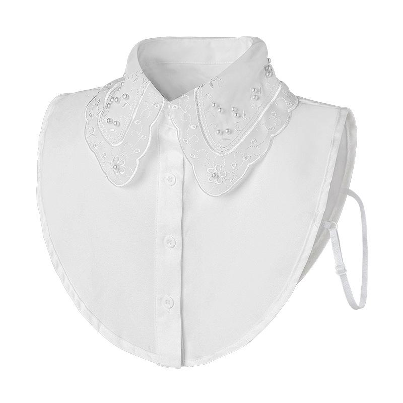 Fake Collar for Women Handmade Beads Floral Embriodery Removable Half Shirt Detachable Collars False Collars Clothing Fuax Cols