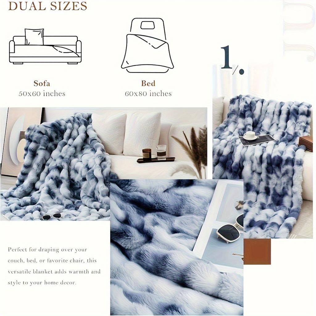 Decke aus Kunstkaninchenfell, Super schwere warme kuschelige Decken für Couch, Bett, Sofa, Blasenplüsch, flauschig, elegant, weich, reversible Nerzdecke