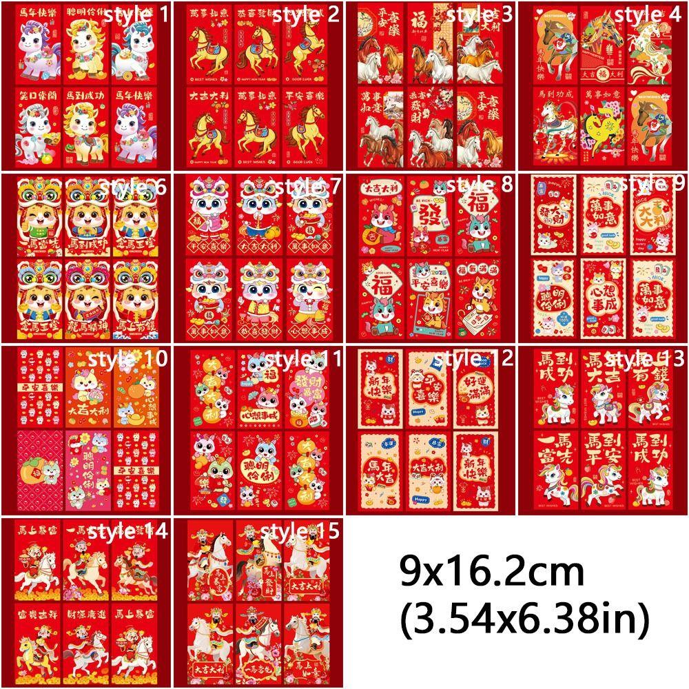 6pcs Chinese 2026 New Year Red Envelope Cartoon Spring Festival Envelope  New Year Gift