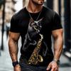 Men's T-shirt Outdoor Casual Summer Round Neck Tops Short Sleeve 3D Cat Printed Pattern Polyester Loose Men's Clothing
