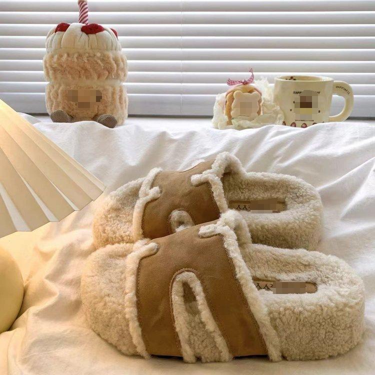 

Тапочки Mao Mao женские 2025 осень и зима новые модели, удобные, модные и универсальные, зарубежные хлопковые тапочки на толстой подошве 40 верблюд