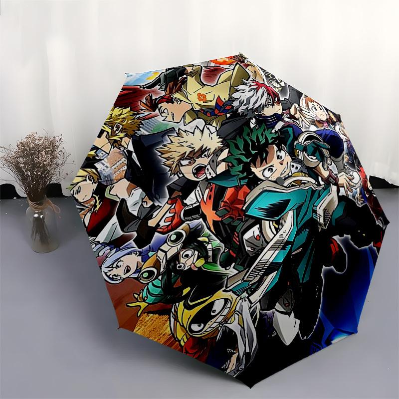 1pc My Hero Academia Outdoor Umbrella - Automatic Opening/Closing, Portable Tri-Fold Design with 8-Rib Iron Frame - Perfect Gift for Fans, Travel