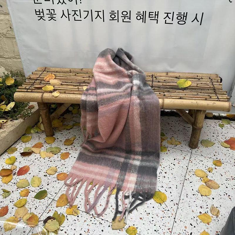 Simple women's autumn and winter thickened retro fringed polyester atmosphere imitation cashmere scarf scarf