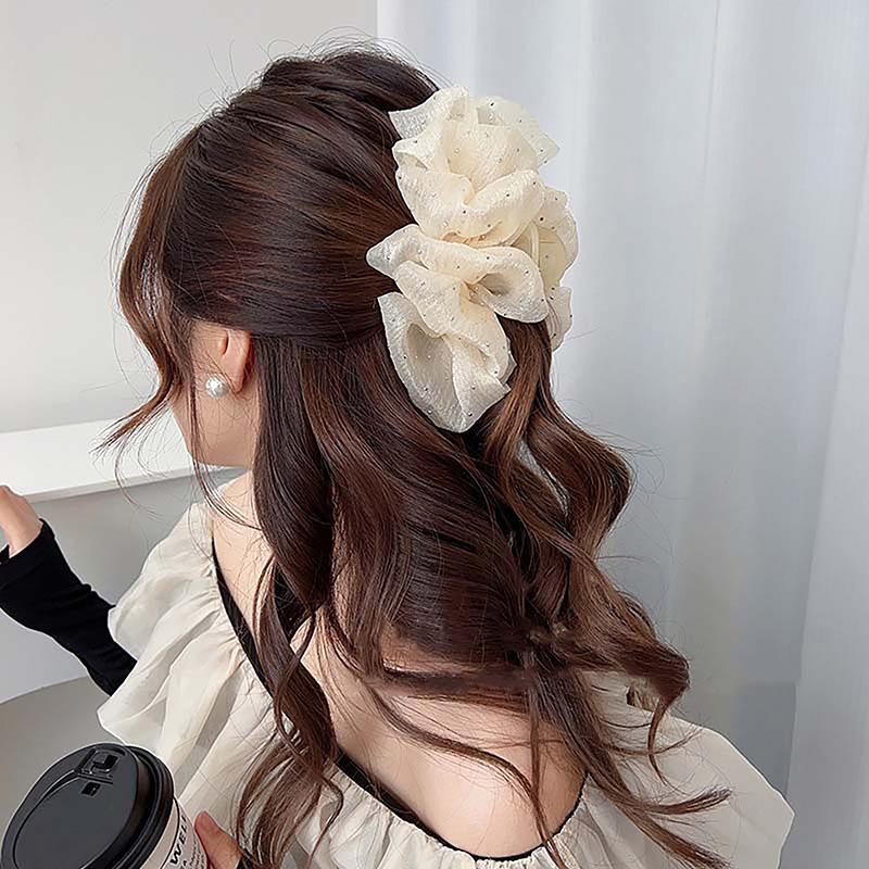 Large Bow Mesh Hairpin Temperament Elegant Women Hair Claw Clips Princess Headdress Fashion Grab Clip Female Hair Accessories