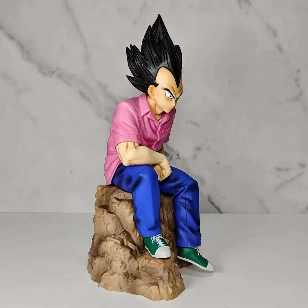 Anime Dragon Ball Z Figure Super Saiyan Vegeta Casual Wear Sitting Figures Sitting Gk Statue PVC Model Doll Ornament Toys Gift