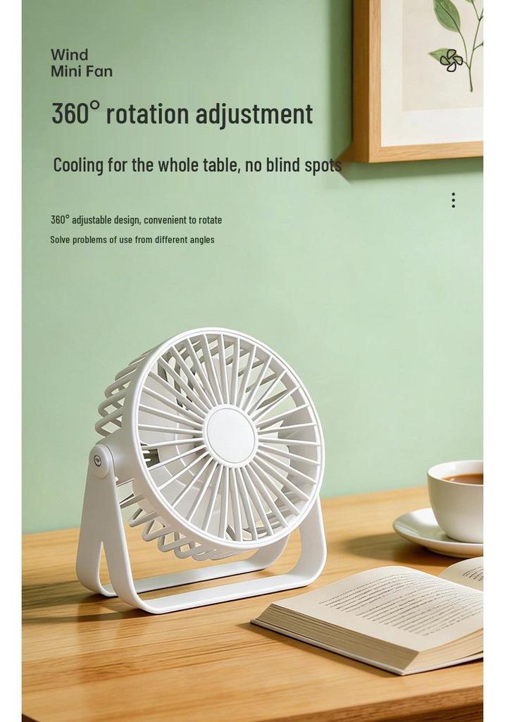 Compact USB Silent Rotating Fan for Dorm or Office