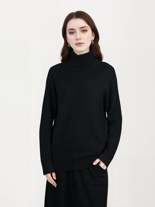 Same Brand Women's Red High-Neck Wool Sweater, Warm for Autumn/Winter, BN606