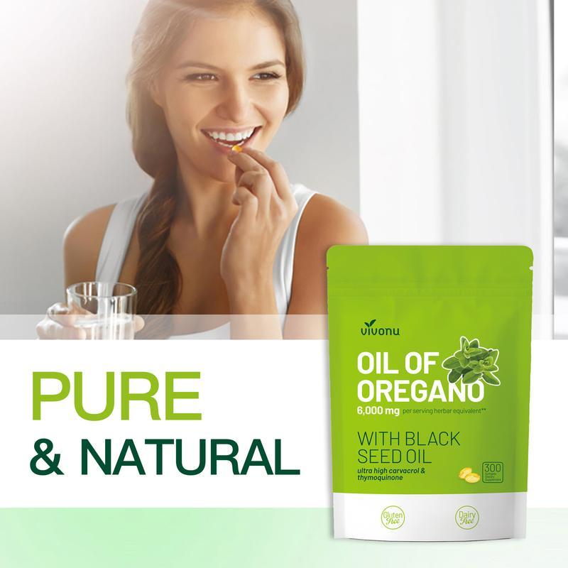 Oregano Oil 300 Capsules with Black Seed Oil | Natural Antioxidants for Fitness | Nutritional Support | Highly Effective Botanical Dietary Supplement