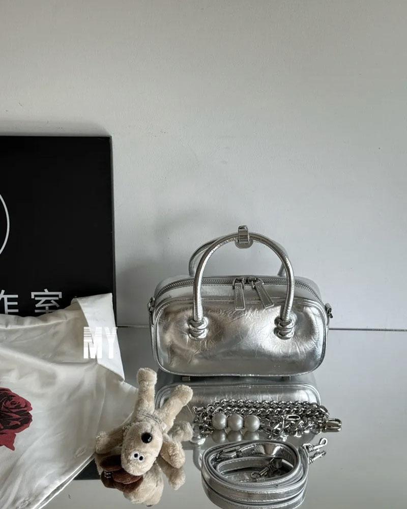 

Новая сумка-мессенджер на плечо Boston, нишевый дизайн, глянцевая серебристая, портативная сумка-ракушка, простая и универсальная, трендовая